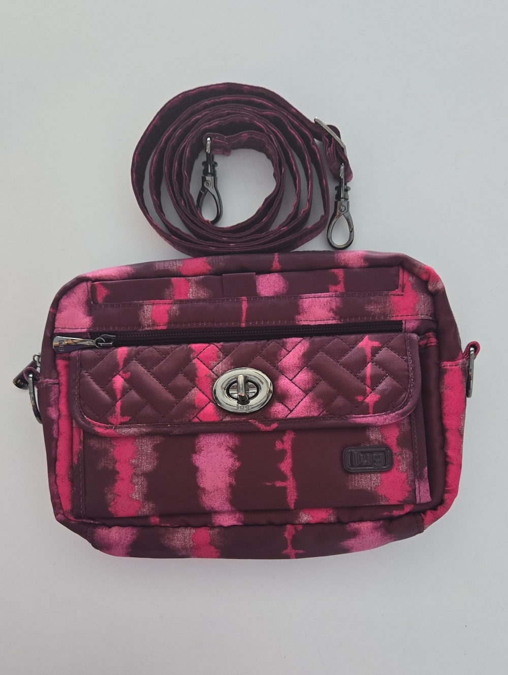 LUG Switch Quilted Crossbody/Waist Bag in Burgundy & Pink NWOT 9"x6.25"x2.5"